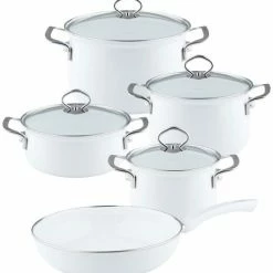 Riess Emaille Riess Geschirr-Set Aus Emaille, 5-tlg. In Arctic Weiß
