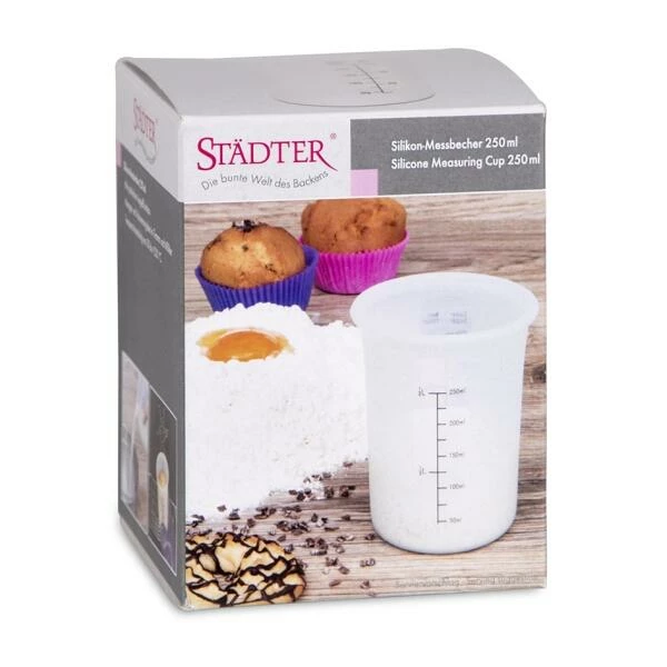 Städter Backhelfer Messbecher Ø 8 Cm / H 11 Cm Transparent Silikon 250 Ml 4 Städter Backhelfer Messbecher Ø 8 Cm / H 11 Cm Transparent Silikon 250 Ml – Bild 2