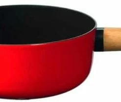 Stöckli Käsefondue-Caquelon Emotion Mit Holzgriff, Rot-schwarz 23 Cm / 3,3 L